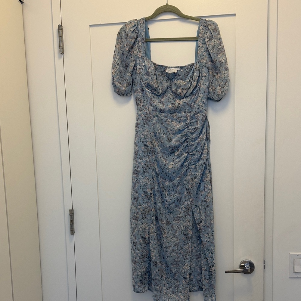 Astr Blue Floral Midi Dress